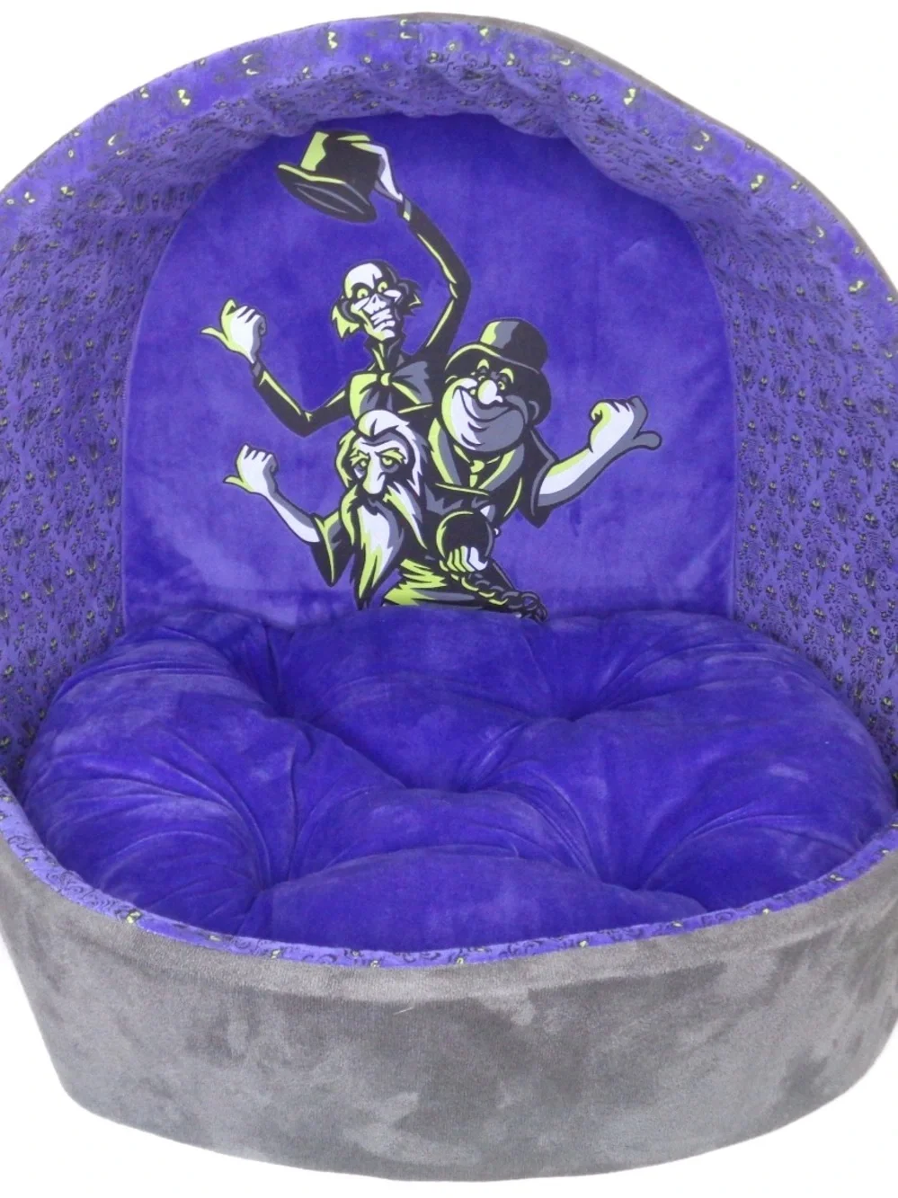 Disney Purple & Gray Hooded Cat Bed with Haunted Mansion Hitchhiking Ghosts